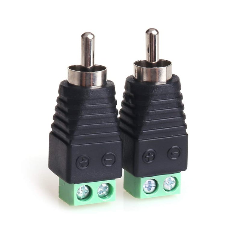 MOBOREST RCA Cable Audio Adapter, Phono RCA Male Plug to AV Screw Terminal Audio/Video Speaker Wire connectors Solderless Adapter(RCA Male-2pack) - Image 1